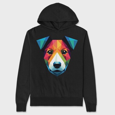 Polygonal Jack Russell Dog 2, Hanorac Oversize Barbati (Unisex)