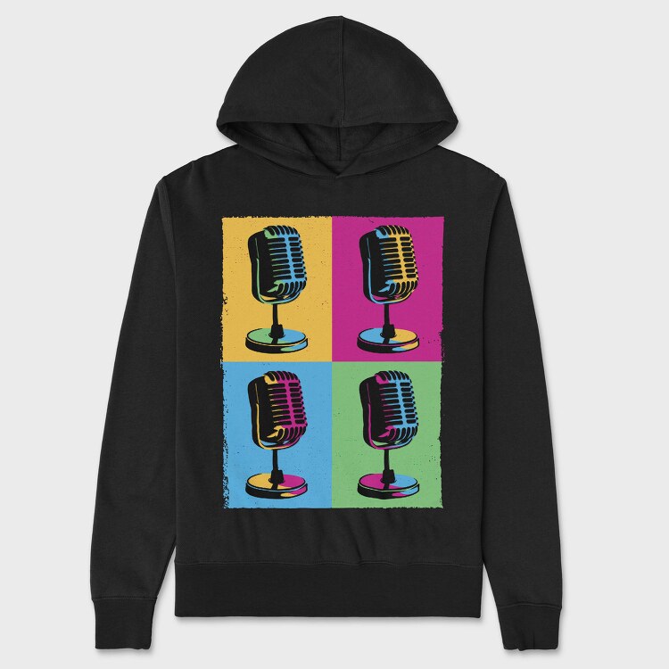Pop Art Microphones Music, Hanorac Oversize Barbati (Unisex)
