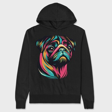 Pop Art Pug Dog, Hanorac Oversize Barbati (Unisex)