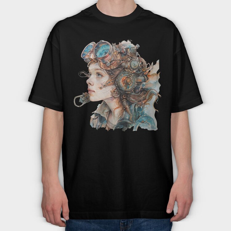 Steampunk Goggles Gear, Tricou Oversize Barbati (Unisex)