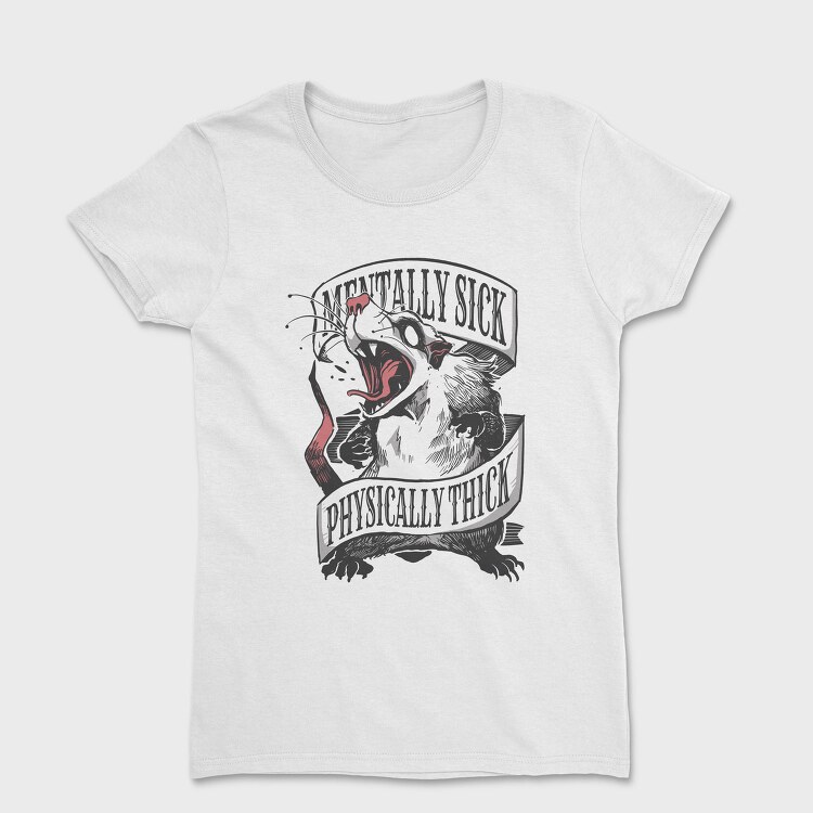 Possum Wild Animal Crazy Badge, Tricou Femei