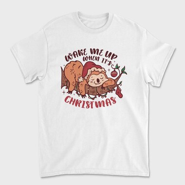 Wake Me Up When Its Christmas Sloth Sleeping, Tricou Barbati (Unisex)
