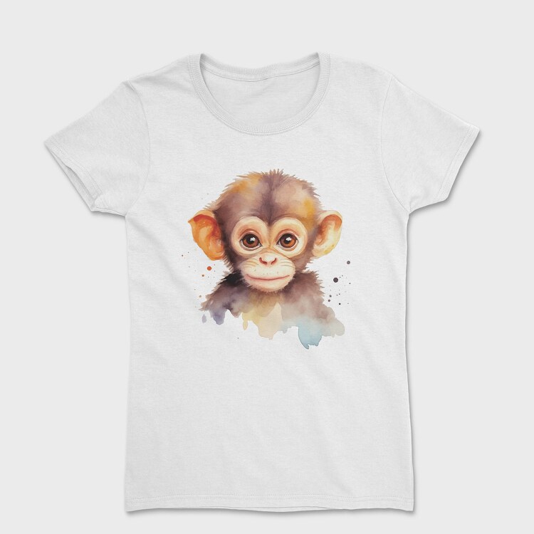 Watercolor Baby Monkey Mug, Tricou Femei