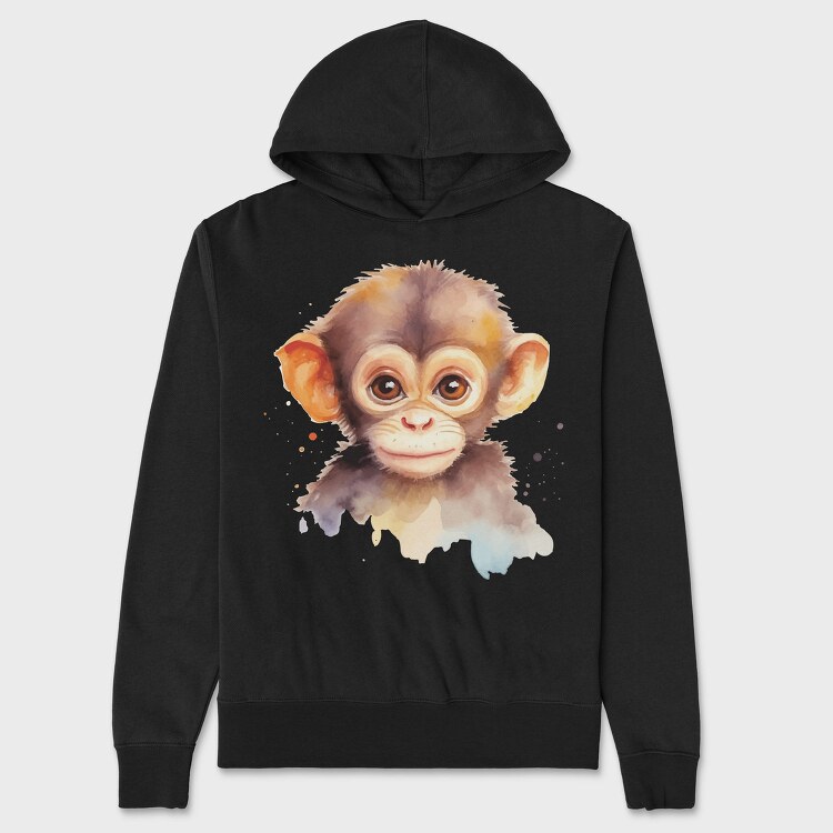 Watercolor Baby Monkey Mug, Hanorac Oversize Barbati (Unisex)