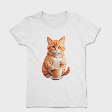 Watercolor Cat And Coffee, Tricou Femei