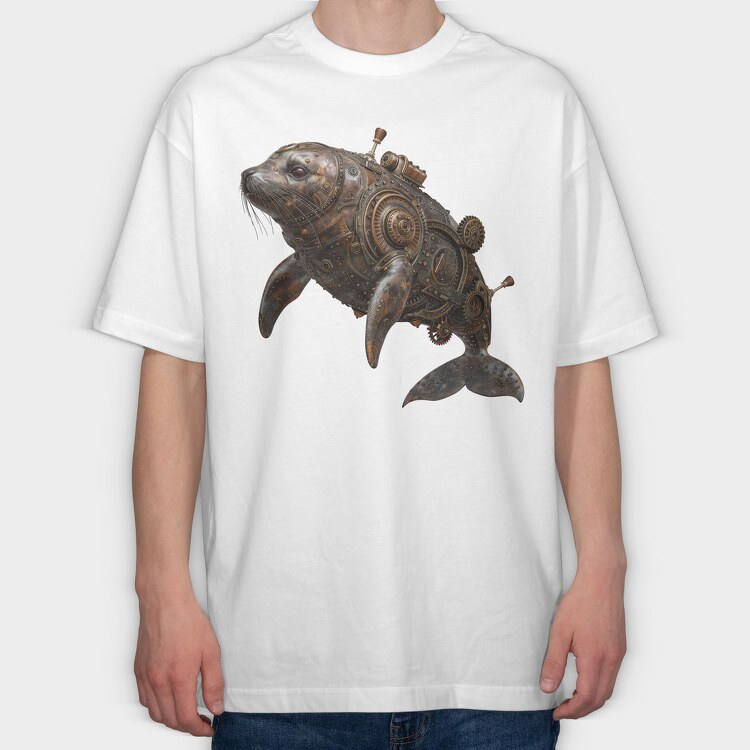 Steampunk Sea Animal, Tricou Oversize Barbati (Unisex)