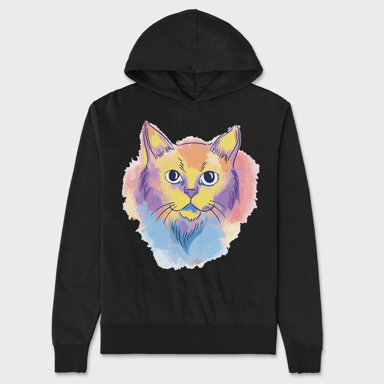 Watercolor Cat, Hanorac Oversize Barbati (Unisex)