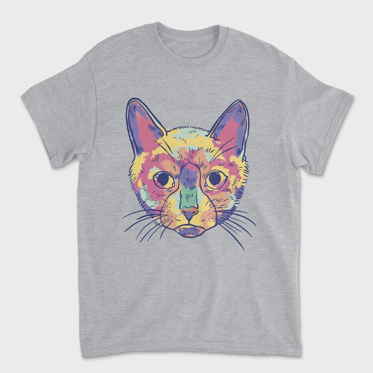 Watercolor Colorful Cat, Tricou Barbati (Unisex)