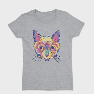 Watercolor Colorful Cat, Tricou Femei