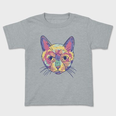 Watercolor Colorful Cat, Tricou Copii