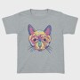 Watercolor Colorful Cat, Tricou Copii