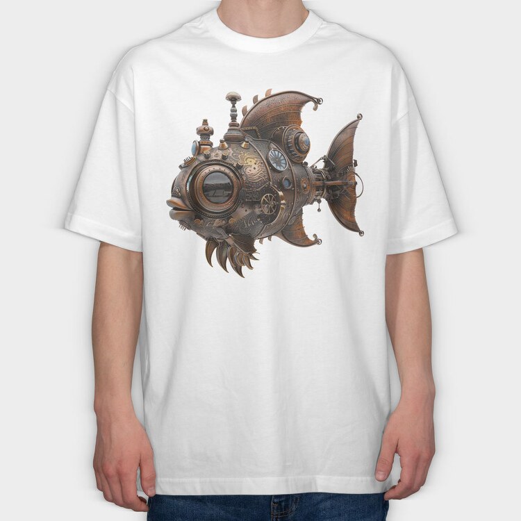 Steampunk Fish 106021004, Tricou Oversize Barbati (Unisex)