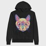 Watercolor Colorful Cat, Hanorac Oversize Barbati (Unisex)
