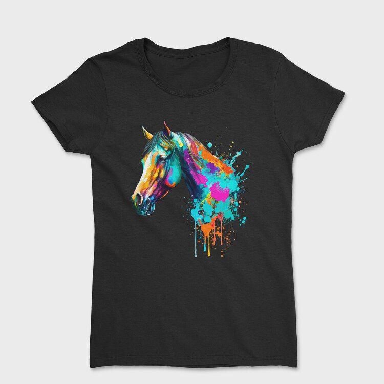 Watercolor Horse Head Drip, Tricou Femei