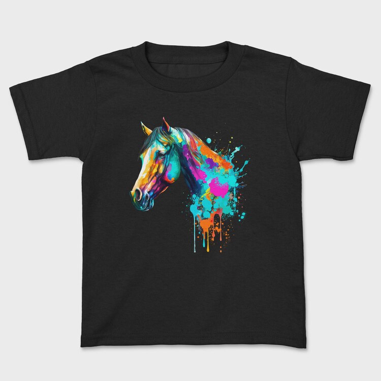 Watercolor Horse Head Drip, Tricou Copii