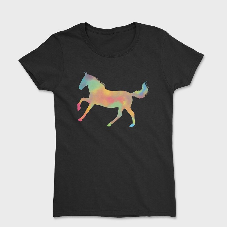 Watercolor Horse Silhouette, Tricou Femei
