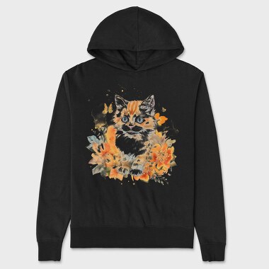 Watercolor Kitten Cute Cat, Hanorac Oversize Barbati (Unisex)