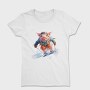 Watercolor Skiing Pig Ski Piggy, Tricou Femei