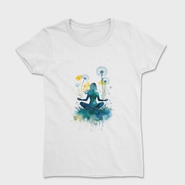Watercolor Yoga And Meditation Dandelion, Tricou Femei