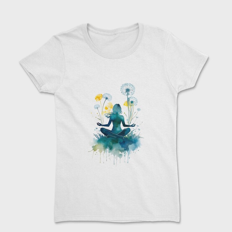 Watercolor Yoga And Meditation Dandelion, Tricou Femei