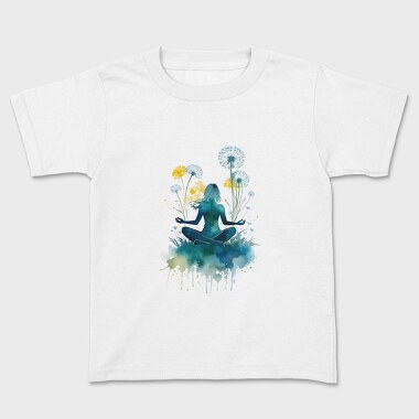 Watercolor Yoga And Meditation Dandelion, Tricou Copii