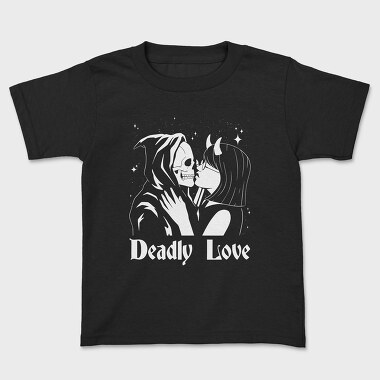 Woman Kissing Skeleton Deadly Love, Tricou Copii