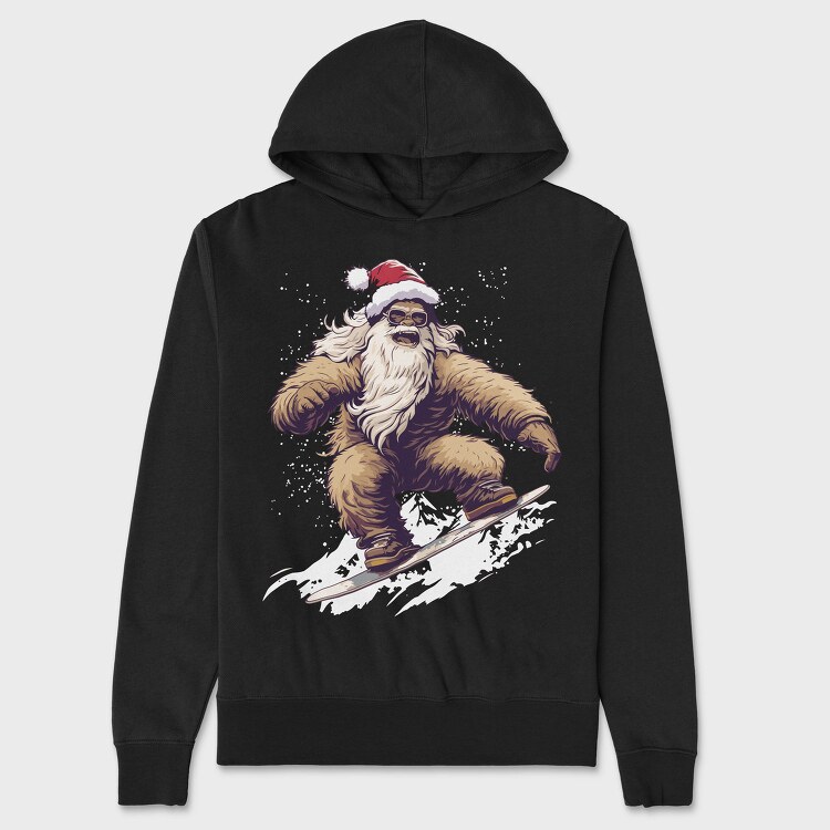 Yeti Santa Claus Snowboarding Adventure, Hanorac Oversize Barbati (Unisex)
