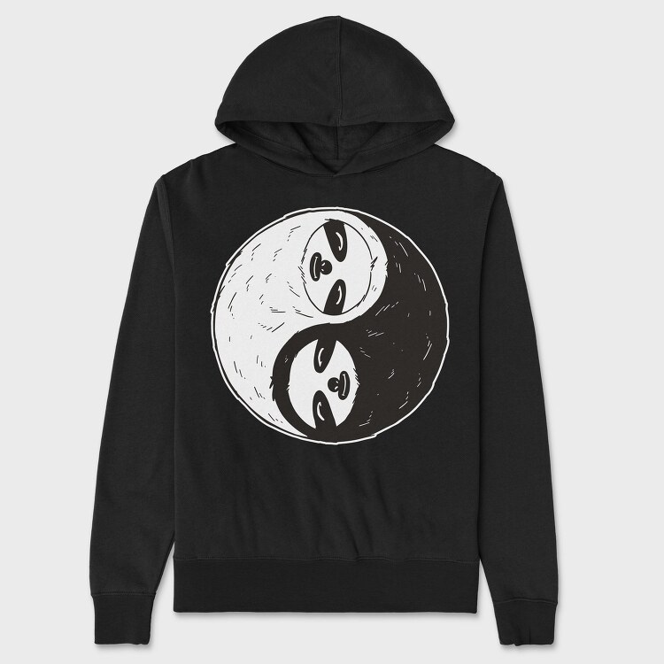 Yin And Yang Sloth, Hanorac Oversize Barbati (Unisex)