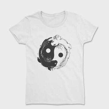 Yin Yang Axolotl Animals Monochrome, Tricou Femei