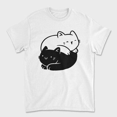 Yin Yang Cats Animals, Tricou Barbati (Unisex)