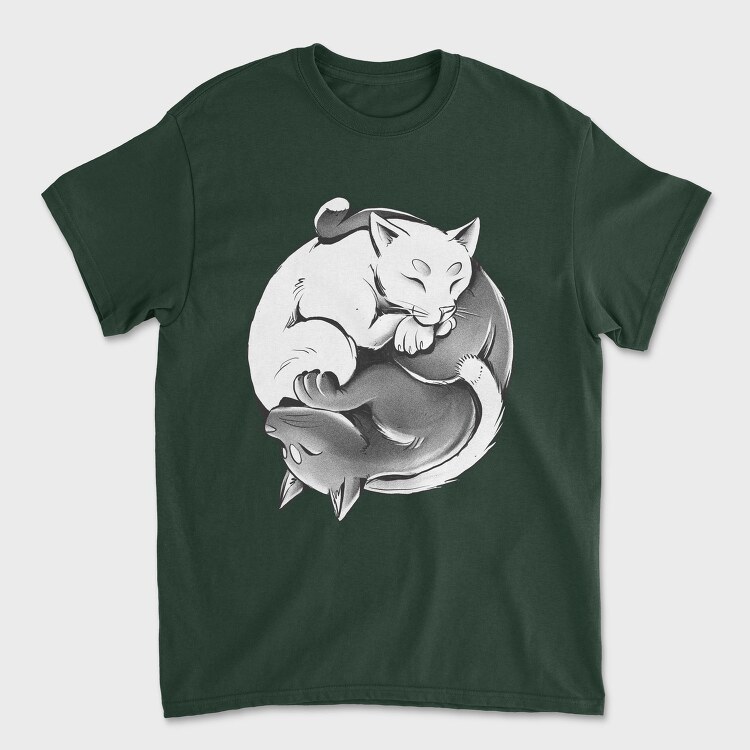 Yin Yang Cats Monochrome, Tricou Barbati (Unisex)
