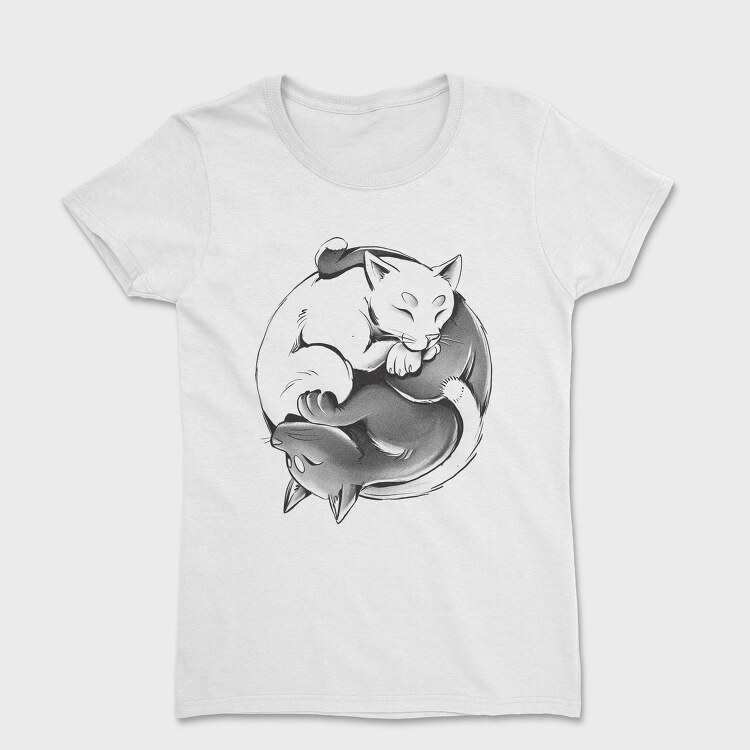 Yin Yang Cats Monochrome, Tricou Femei