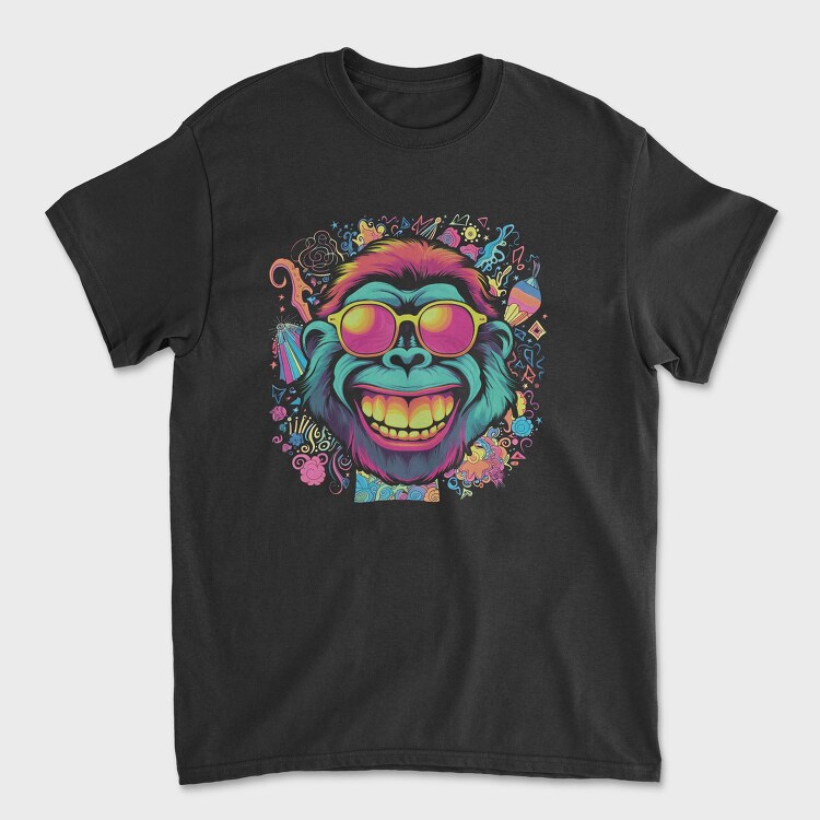 Psychedelic Ape Wearing Sunglasses, Tricou Barbati (Unisex)