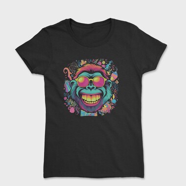 Psychedelic Ape Wearing Sunglasses, Tricou Femei