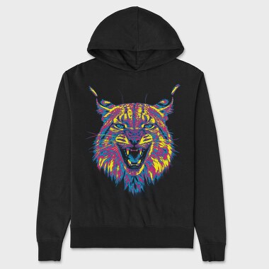 Psychedelic Lynx Angry, Hanorac Oversize Barbati (Unisex)