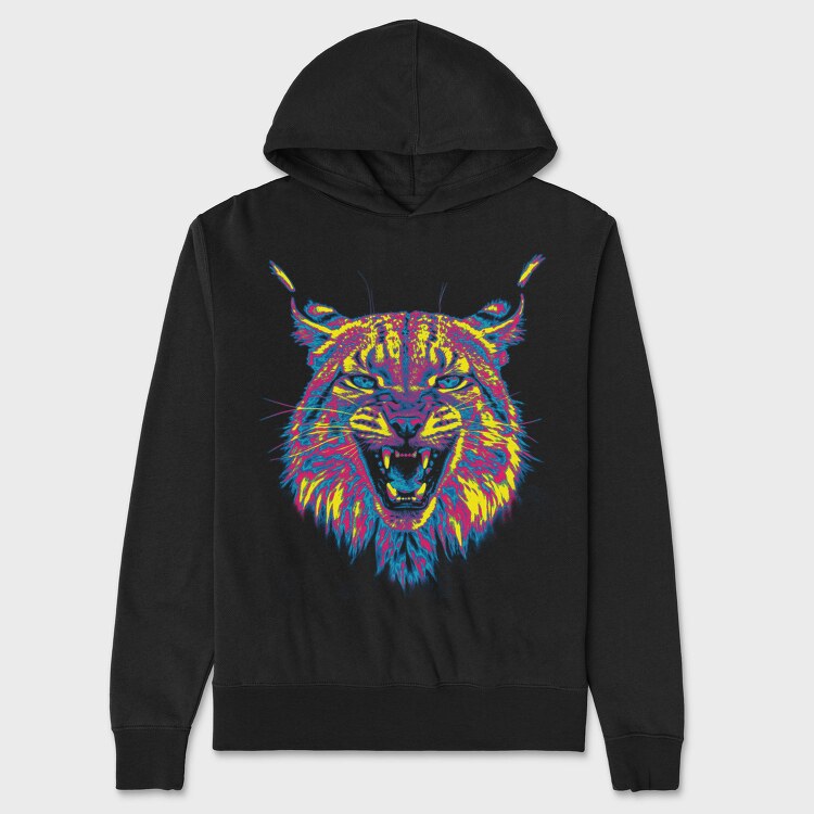 Psychedelic Lynx Angry, Hanorac Oversize Barbati (Unisex)