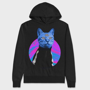 Psychedelic Trippy Cat Kitty, Hanorac Oversize Barbati (Unisex)