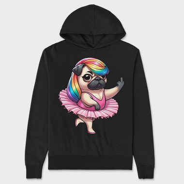 Pug Ballerina Ballet, Hanorac Oversize Barbati (Unisex)