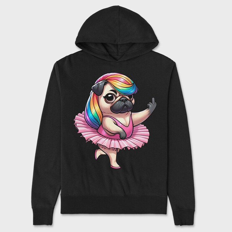 Pug Ballerina Ballet, Hanorac Oversize Barbati (Unisex)