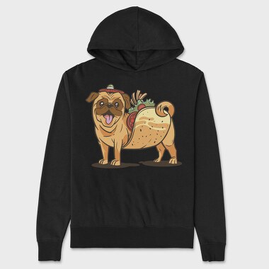 Pug Dog Animal Mexican Taco Cartoon, Hanorac Oversize Barbati (Unisex)
