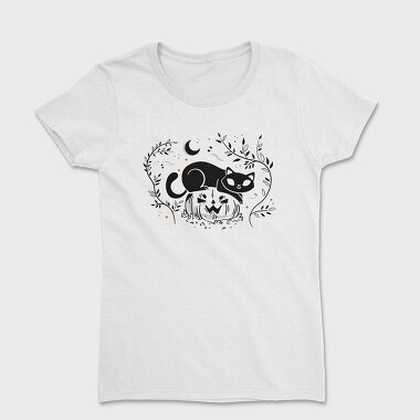 Pumpkin Cat Halloween Illustration 2, Tricou Femei