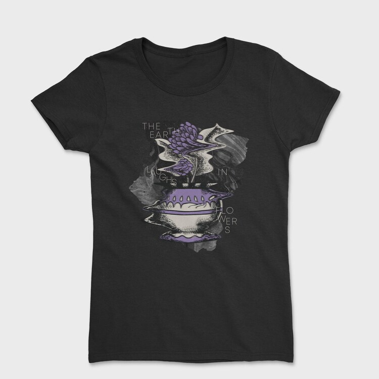 Purple Glitchy Flowers Nature Vase 10, Tricou Femei