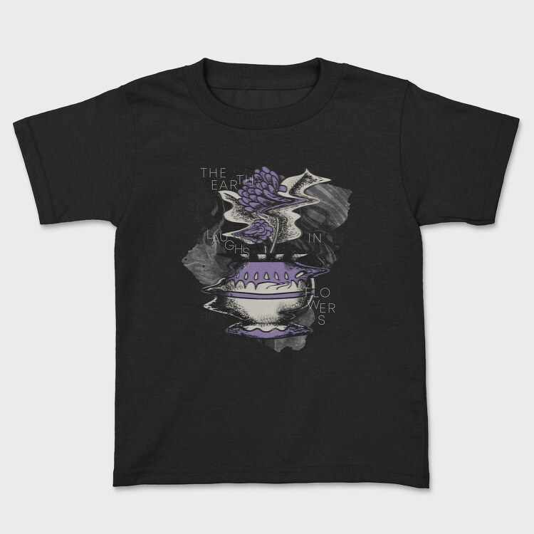 Purple Glitchy Flowers Nature Vase 10, Tricou Copii