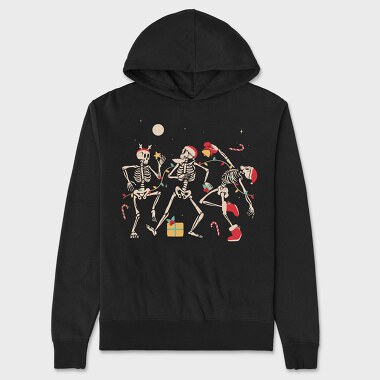 Quirky Christmas Dancing Skeletons, Hanorac Oversize Barbati (Unisex)