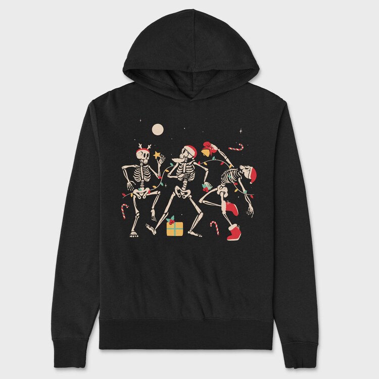 Quirky Christmas Dancing Skeletons, Hanorac Oversize Barbati (Unisex)