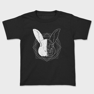 Rabbit Animal Divided Skull Head, Tricou Copii