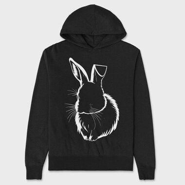 Rabbit White Outline, Hanorac Oversize Barbati (Unisex)