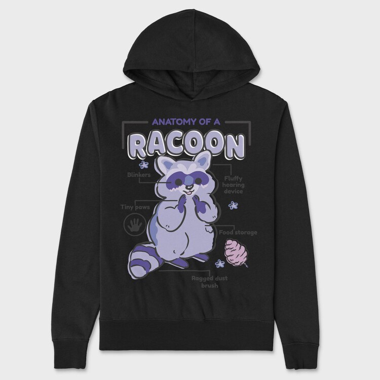 Raccoon Anatomy, Hanorac Oversize Barbati (Unisex)