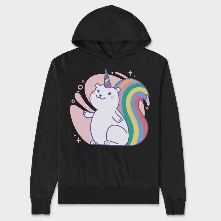 Rainbow Squirrel Unicorn Animal, Hanorac Oversize Barbati (Unisex)