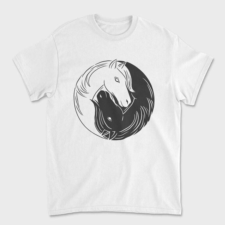 Yin Yang Horses Animals, Tricou Barbati (Unisex)